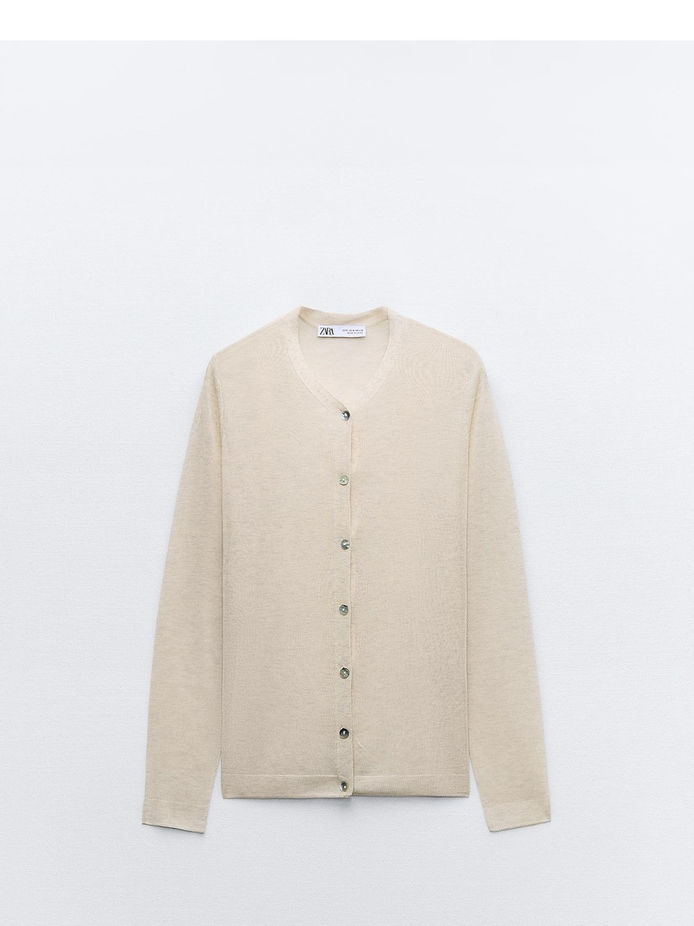 NWT Zara Extra Fine Knit Cardigan Sand Marl Size S